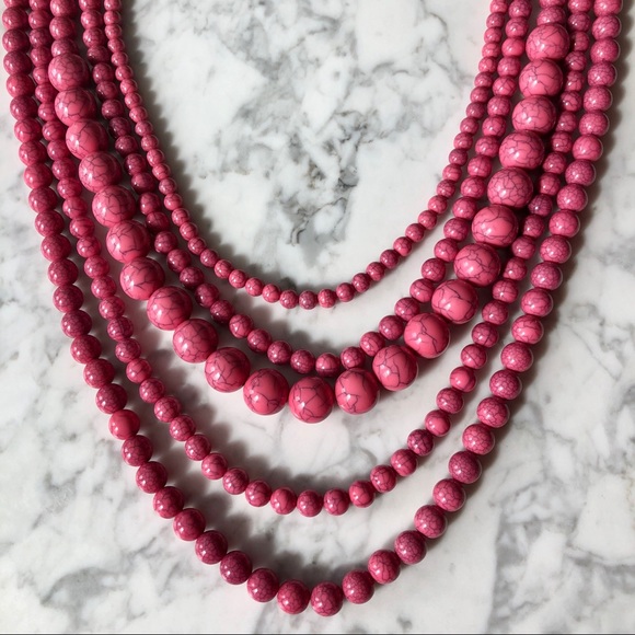 BaubleBar Globe Multi-strand Beaded Necklace Pink - Picture 3 of 13